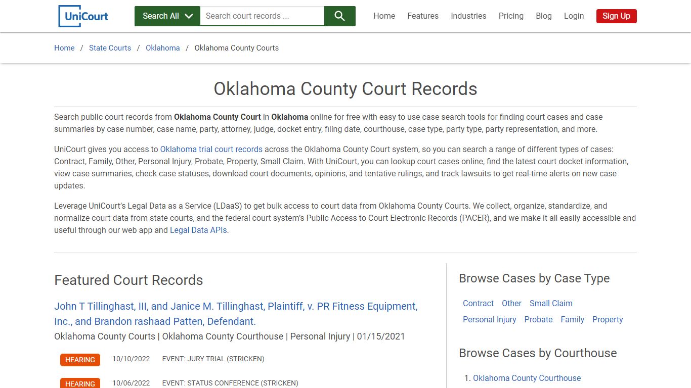 Oklahoma County Court Records | Oklahoma | UniCourt